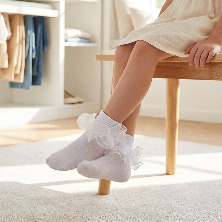 Girls Ruffle Socks with Double Lace Turn-Cuff lifestyle product image 1
