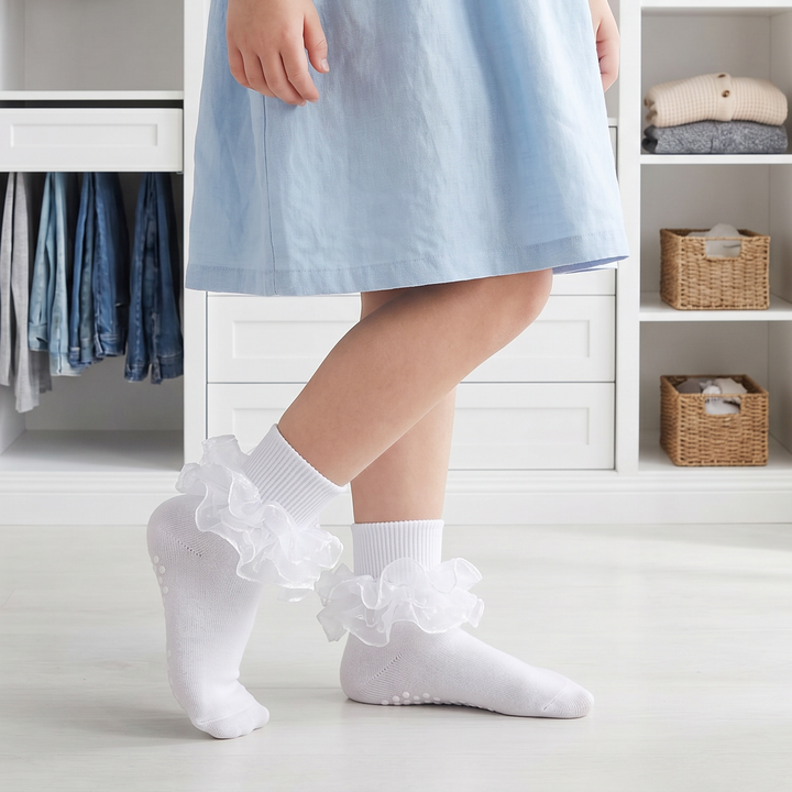 Girls Double-Ruffle Fold-Over Dress Socks lifestyle product image 1