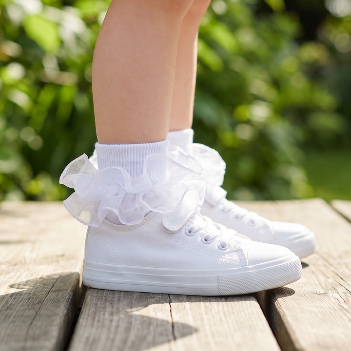 Girls Ruffle Fold-Cuff Dress Socks lifestyle product image 1