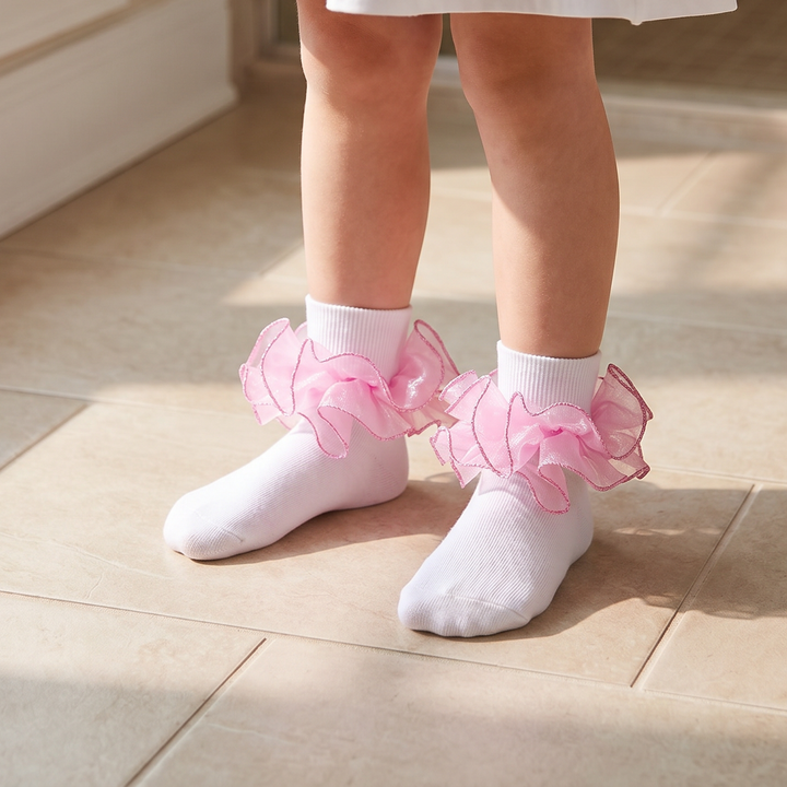 Girls Glitter Ruffle Turn-Cuff Socks lifestyle product image 1
