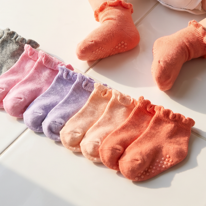 12 Pairs Newborn Baby Socks Ruffle Turn Cuff Cotton Non-slip Soft Warm Ankle Socks for Infant Girls Boys Hospital Nicu Preemie 0-3 Months lifestyle product image 1