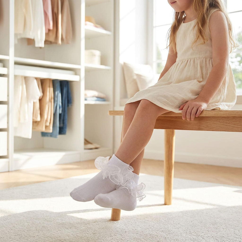 Girls Ruffle Socks with Double Lace Turn-Cuff lifestyle product image 20260713 1