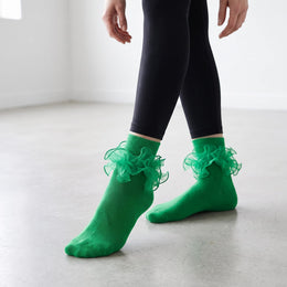 Women's Big Double-Ruffle Turn-Cuff Dress Socks lifestyle product image 20260713 5