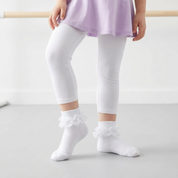 Baby Girl Ruffle Socks with Eyelet Lace Turn-Cuff lifestyle product image 4