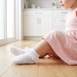 Baby Girl Ruffle Socks with Eyelet Lace Turn-Cuff lifestyle product image 5