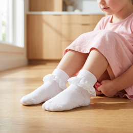 Girls Ruffle Crew Socks with Grip Soles by Frillora, additional styling view 4