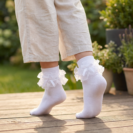 Women's Bow Ruffle Turn-Cuff Socks lifestyle product image 3
