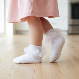 Baby Girl Ruffle Socks with 2-Layer Lace Turn-Cuff lifestyle product image 4