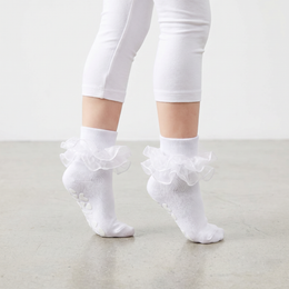 Baby Girl Ruffle Socks with 2-Layer Lace Turn-Cuff lifestyle product image 5