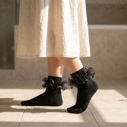 Women's Double-Ruffle Fold-Cuff Dress Socks lifestyle product image 3