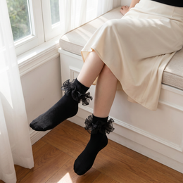 Women's Double-Ruffle Fold-Cuff Dress Socks lifestyle product image 6