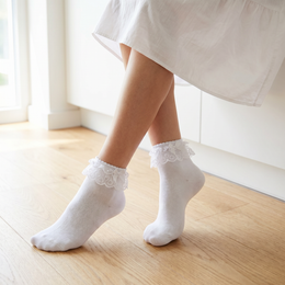 Women's Frilly Ruffle Ankle Socks with Lace Trim lifestyle product image 4