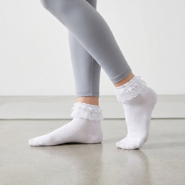 Women's Frilly Ruffle Ankle Socks with Lace Trim lifestyle product image 5