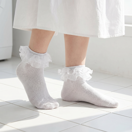 Women's Glitter Ruffle Ankle Socks lifestyle product image 2