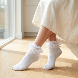 Women's Glitter Ruffle Ankle Socks lifestyle product image 6