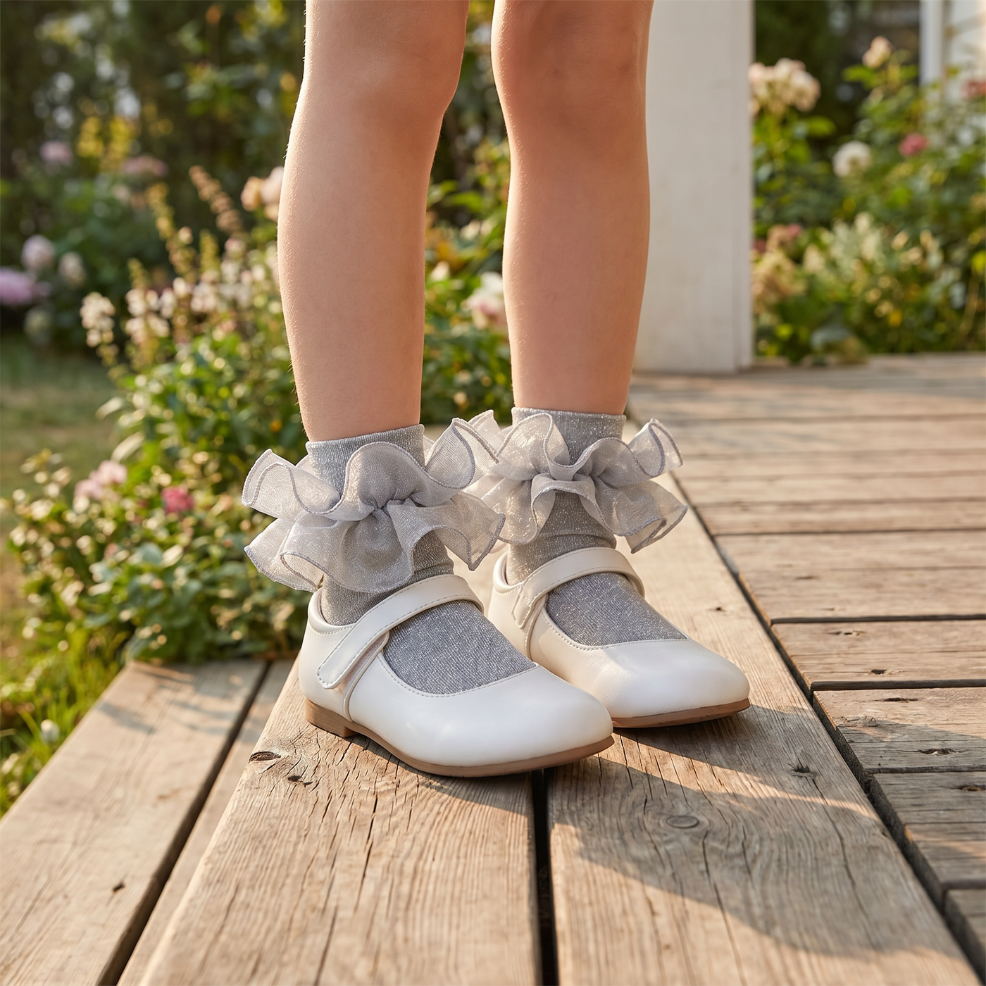 Girls Glitter Ruffle Dress Socks lifestyle product image 20260713 1