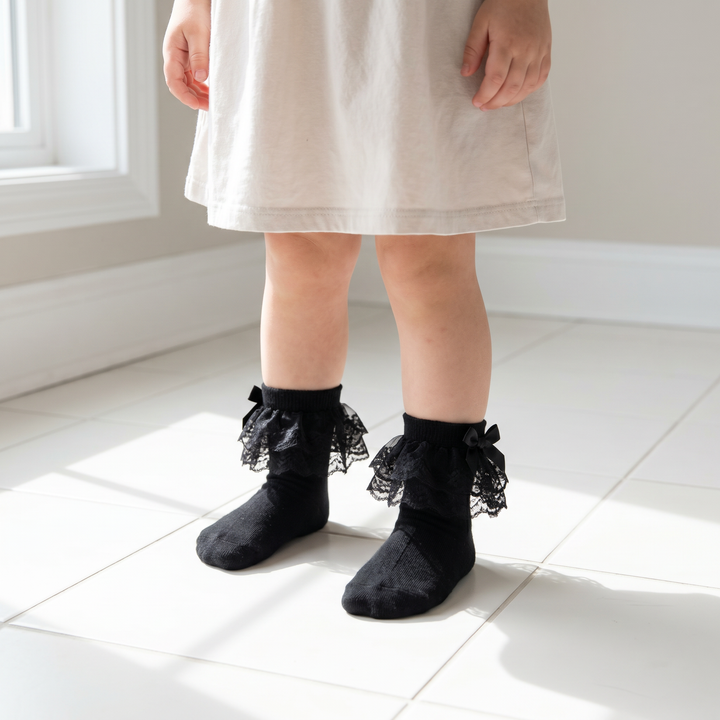 Girls Fluffy Double-Lace Ruffle Socks lifestyle product image 20260713 1