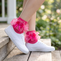 Women's Big Ruffle Bow Dress Socks lifestyle product image 1