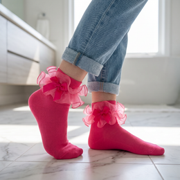 Women's Big Ruffle Bow Dress Socks lifestyle product image 2