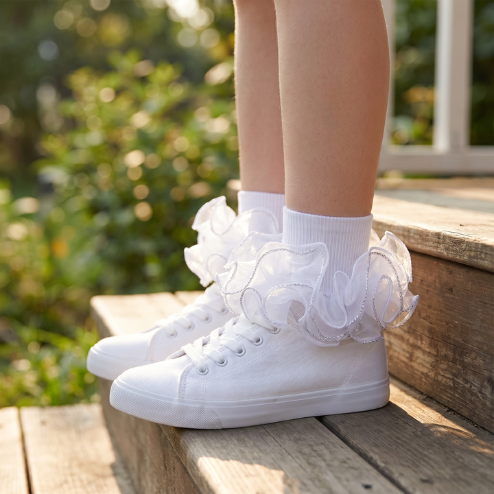 Women's Fluffy 4-Layer Ruffle Socks lifestyle product image 1