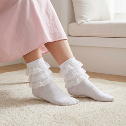 Women's Fluffy 4-Layer Ruffle Socks lifestyle product image 5
