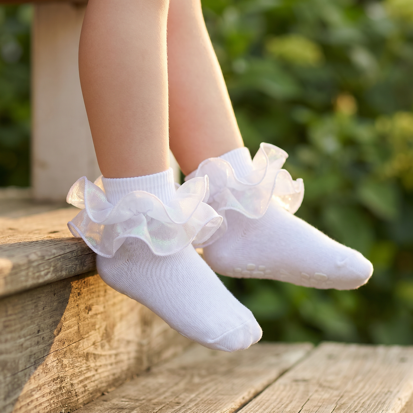 Girls Sparkling Ruffle Dress Socks lifestyle product image 20260713 1
