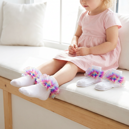 Girls Rainbow Ruffle Fold-Over Socks lifestyle product image 20260713 4
