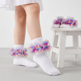 Girls Rainbow Ruffle Fold-Over Socks lifestyle product image 20260713 5