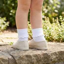 Baby Girl White Ruffle Crew Socks lifestyle product image 2