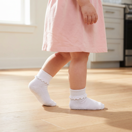Baby Girl White Ruffle Crew Socks lifestyle product image 5