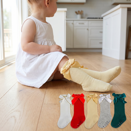 Baby Girl Ruffle Knee-High Socks with Bows lifestyle product image 20260713 5