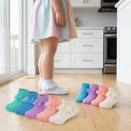 Baby Girl Double-Lace Ruffle Socks lifestyle product image 4