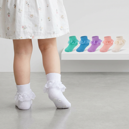Baby Girl Double-Lace Ruffle Socks lifestyle product image 6