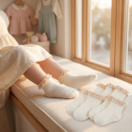 Baby Girl Ruffle Grip Socks for Newborns lifestyle product image 4