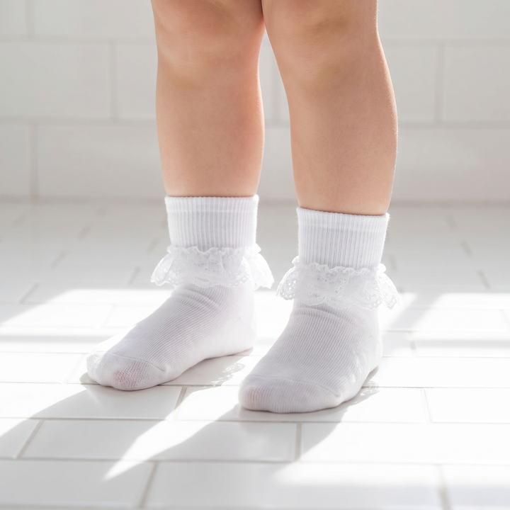 Girls Frilly Lace Ruffle Dress Socks lifestyle product image 2