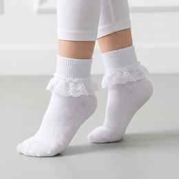 Girls Frilly Lace Ruffle Dress Socks lifestyle product image 20260713 6
