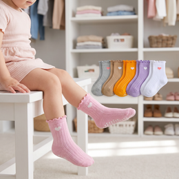 Girls Ruffle Grip Crew Socks lifestyle product image 20260713 2
