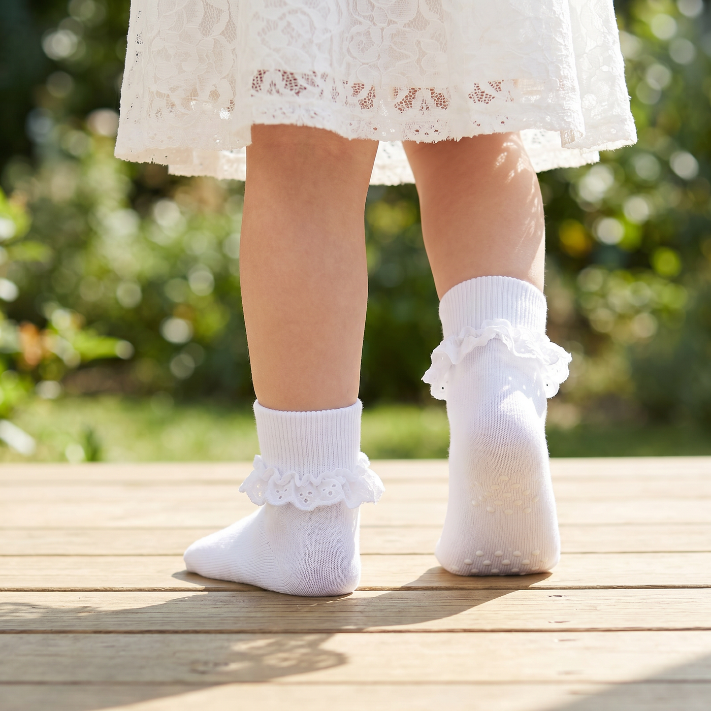 Girls White Ruffle Fold-Over Dress Socks lifestyle product image 20260713 1