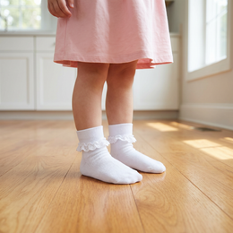Girls White Ruffle Fold-Over Dress Socks lifestyle product image 20260713 5