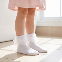 Girls Pearl Lace Ruffle Dress Socks lifestyle product image 20260713 2