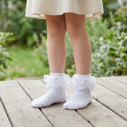 Girls Pearl Lace Ruffle Dress Socks lifestyle product image 20260713 3