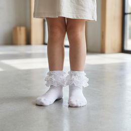 Girls Pearl Lace Ruffle Dress Socks lifestyle product image 20260713 6