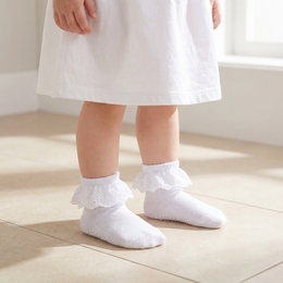 Girls White Lace Ruffle Dress Socks lifestyle product image 20260713 3