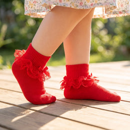 Baby Girl Turn-Cuff Ruffle Dress Socks lifestyle product image 1