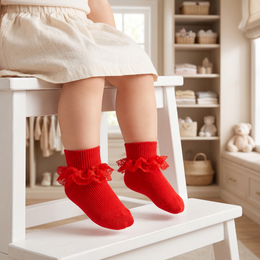 Baby Girl Turn-Cuff Ruffle Dress Socks lifestyle product image 3