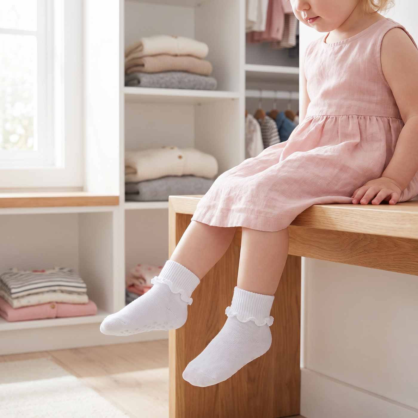 Baby Girl Comfy Turn-Cuff Ruffle Socks lifestyle product image 1