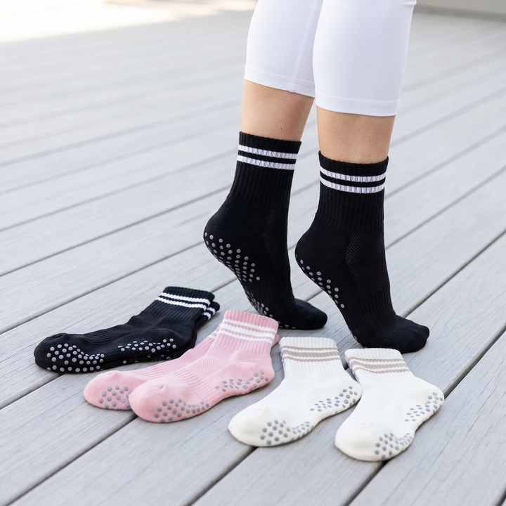 Women's Cushioned Pilates Grip Socks, 6 Pairs lifestyle product image 2