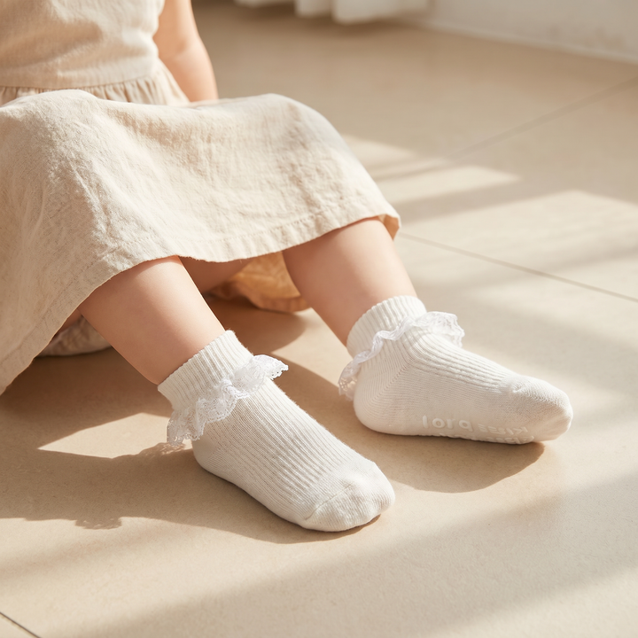 Baby Girl Ruffle Grip Socks, Turn Cuff lifestyle product image 2