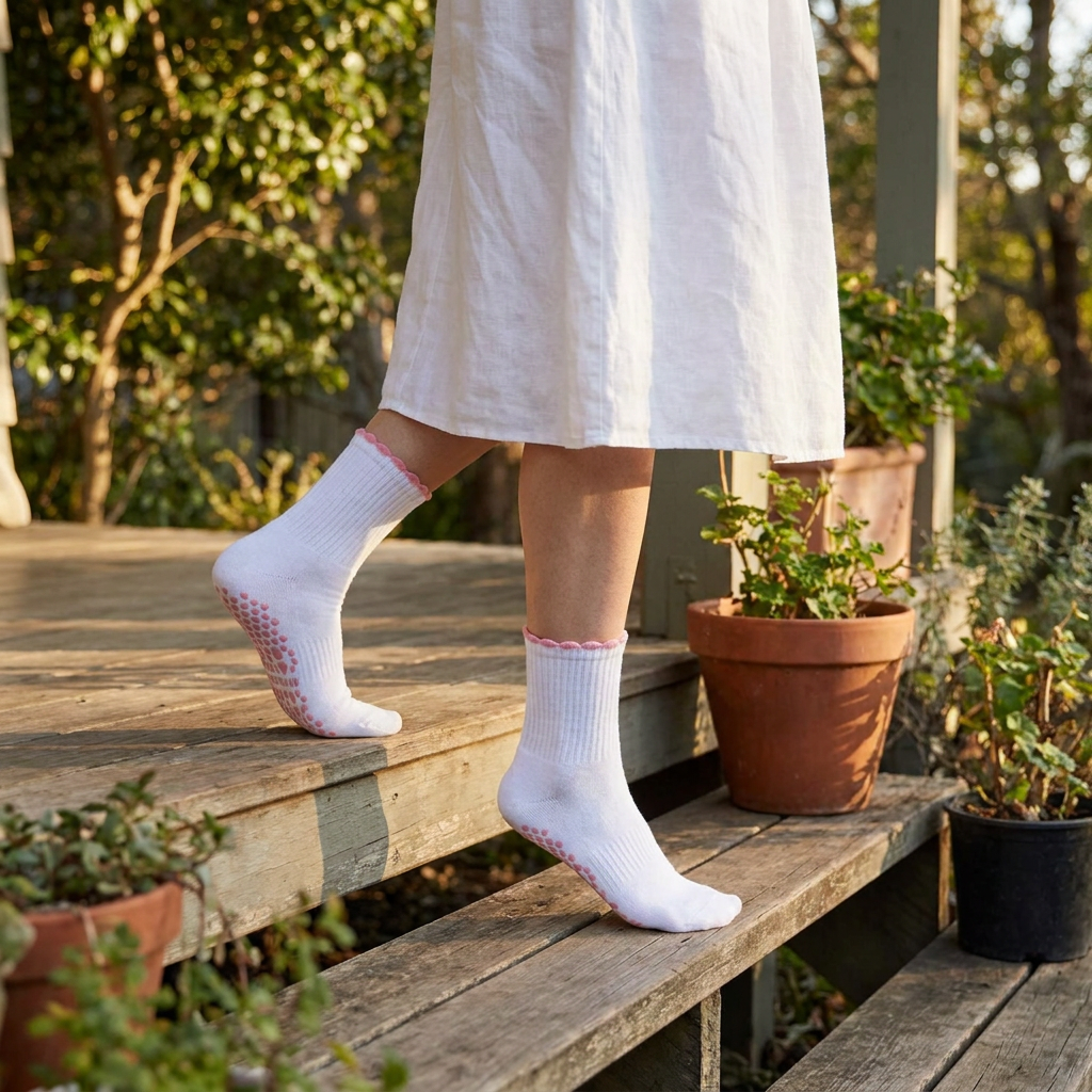 Women's Cute Ruffle Pilates Grip Socks lifestyle product image 3