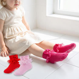 Baby Girl Ruffle Bow Grip Socks lifestyle product image 1